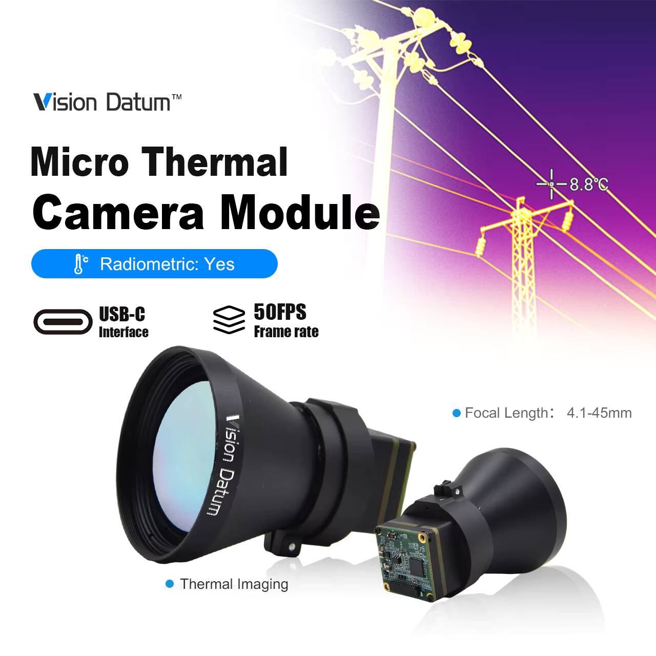 Thermal Imager Drone Gimbal - 1280X1024 LWIR 12Um Non raffreddato El